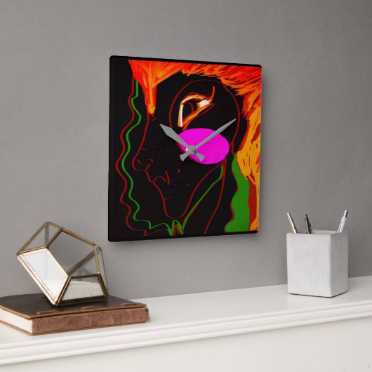 African Phoenix Rising Quadratische Wanduhr (Büro)