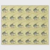 African Pompano Fish, Vintage Threadfin Trevally Geschenkpapier (Flach)