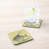 African Pompano Fish, Vintage Threadfin Trevally Getränkeuntersetzer (Rechte Seite)