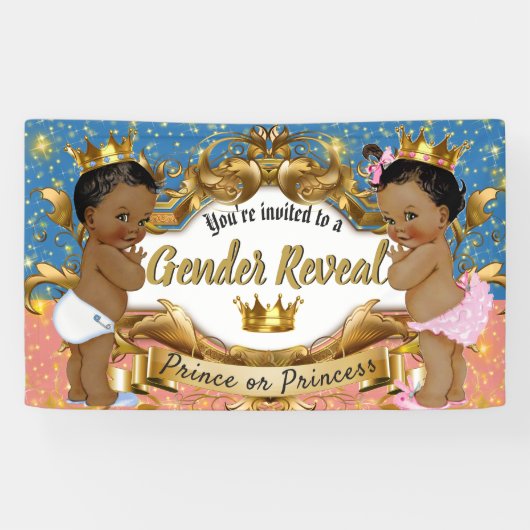 African Prince|Princess Pink & Blue| Gender Reveal Banner (Horizontal)