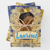 African Prince Royal Blue & Gold Glitzer Extravaga Geschenkpapier Set (Beispiel)