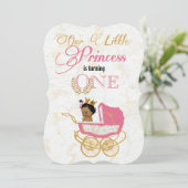 African Princess Extravagant Pink|Gold 1. Geburtst Einladung (Stehend Vorderseite)