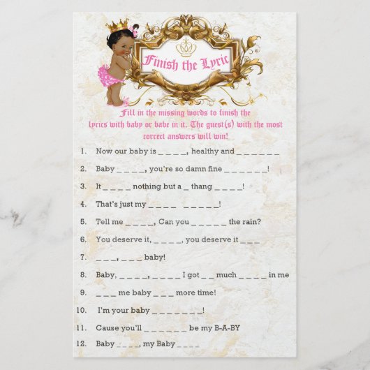 African Princess Pink Baby Showspiel Flyer (Vorne)