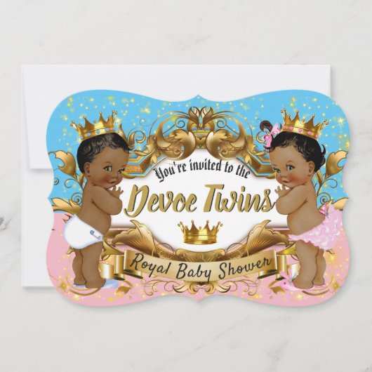 African Princess Pink & Blue| Gold Glitzern Einladung (Vorderseite)