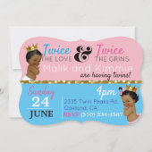 African Princess Pink & Blue| Gold Glitzern Einladung (Rückseite)