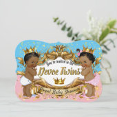 African Princess Pink & Blue| Gold Glitzern Einladung (Stehend Vorderseite)