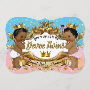 African Princess Pink & Blue Gold Glitzern Einladung