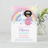 African Princess Unicorn Birthday Party Rainbow Einladung (Stehend Vorderseite)