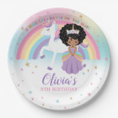 African Princess & Unicorn Birthday Party Rainbow Pappteller (Vorderseite)