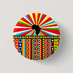 African Print Kente Cloth Tribal Muster Ankara Button