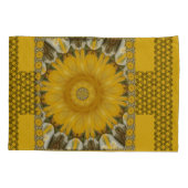 African Print Sunflower Golden Design Queen Size Kissenbezug (Rückseite-Links)