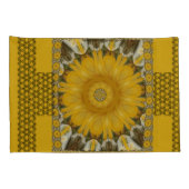 African Print Sunflower Golden Design Queen Size Kissenbezug (Rückseite-Rechts)