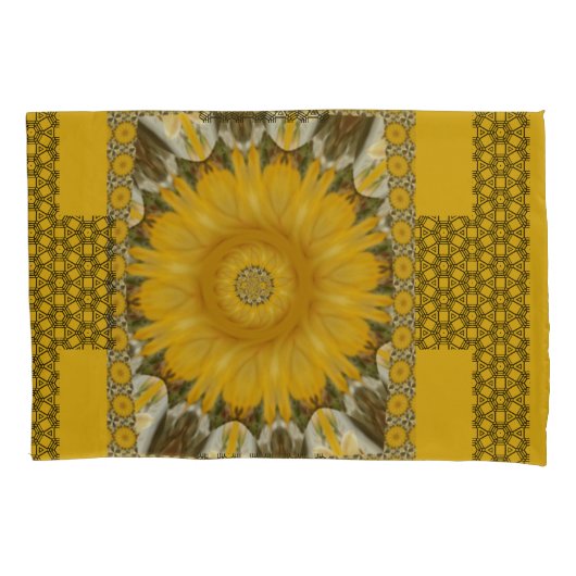 African Print Sunflower Golden Design Queen Size Kissenbezug (Vorderseite-Links)
