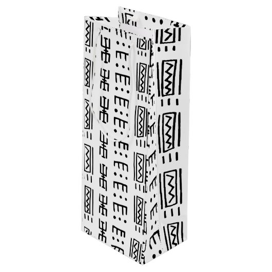 African Print Wine Gift Bag Geschenktüte Für Weinflaschen (Vorderseite Schrägansicht)