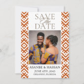 African Print with Photo Wedding Save The Date (Vorderseite)