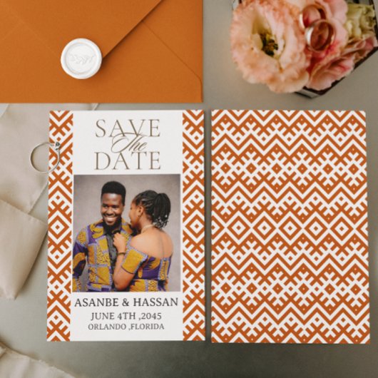 African Print with Photo Wedding Save The Date