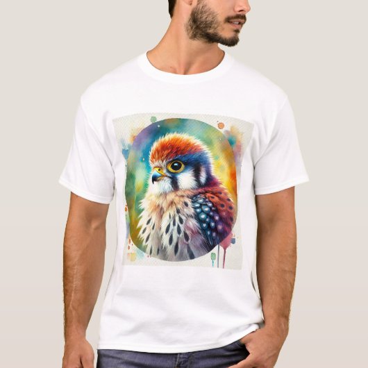 African Pygmy Falcon 070724AREF123 - Watercolor T-Shirt (Vorderseite)