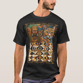 African Queen & Cat Geometric Tribal Art Tee