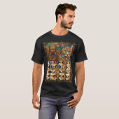 African Queen & Cat Geometric Tribal Art Tee (Vorne ganz)