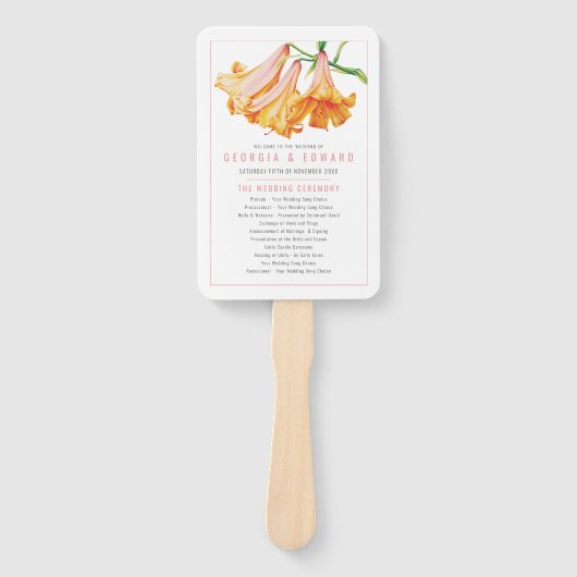 African Queen Lily Wassercolor Hochzeitsprogramm Fächer (Vorderseite)