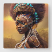 African Queen- Quadratische Wanduhr (Vorderseite)