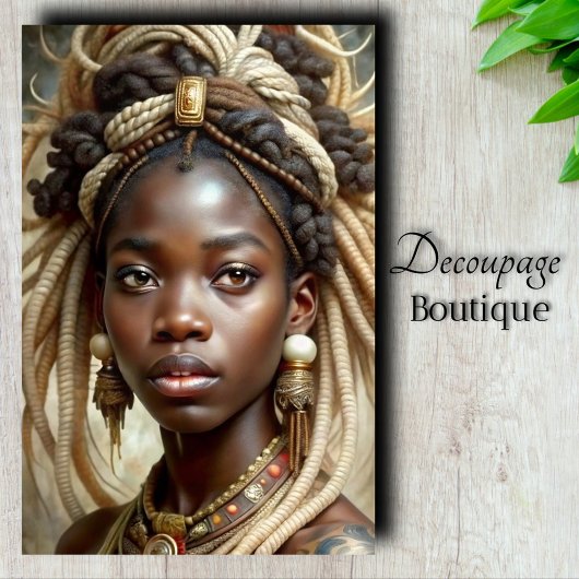 African Queen Regal Style Bold Art Decoupage Seidenpapier