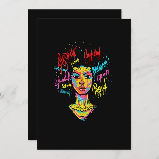 African Queen Strong Woman Black History Month Pro Save The Date (Vorne/Hinten)
