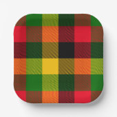  African Rasta Reggae Colours Plaid Pattern Design Pappteller (Vorderseite)