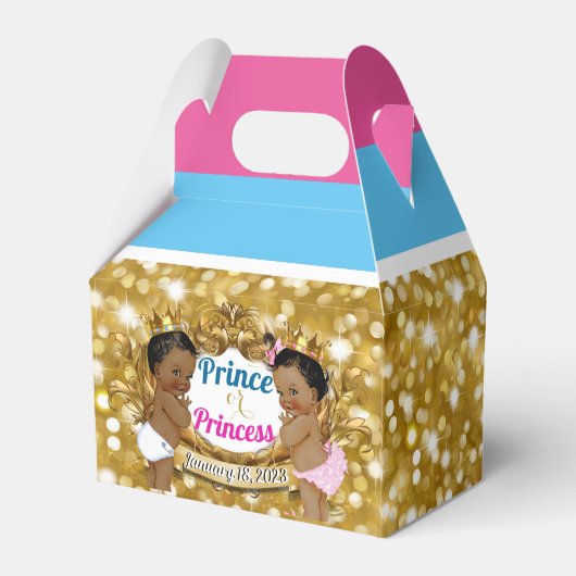 African Royal Gender Reveal Gold Glitzer Geschenkschachtel (Rückseite)