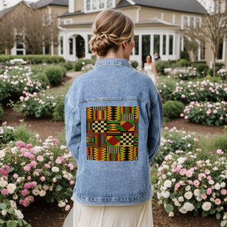 African Royal Kente Cloth  Jeansjacke