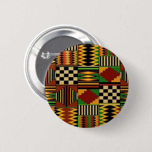 African Royal Kente Cloud Design Button (Vorne & Hinten)