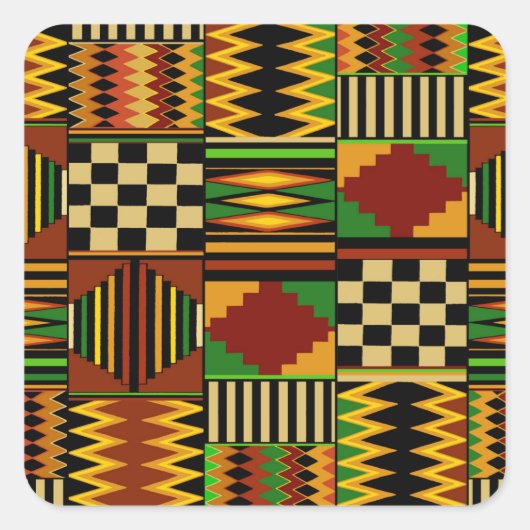 African Royal Kente Cloud Design Quadratischer Aufkleber (Vorderseite)
