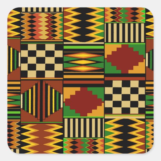 African Royal Kente Cloud Design Quadratischer Aufkleber (Vorderseite)
