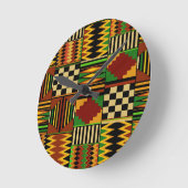 African Royal Kente Cloud Design Runde Wanduhr (Winkel)