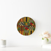 African Royal Kente Cloud Design Runde Wanduhr (Zuhause)