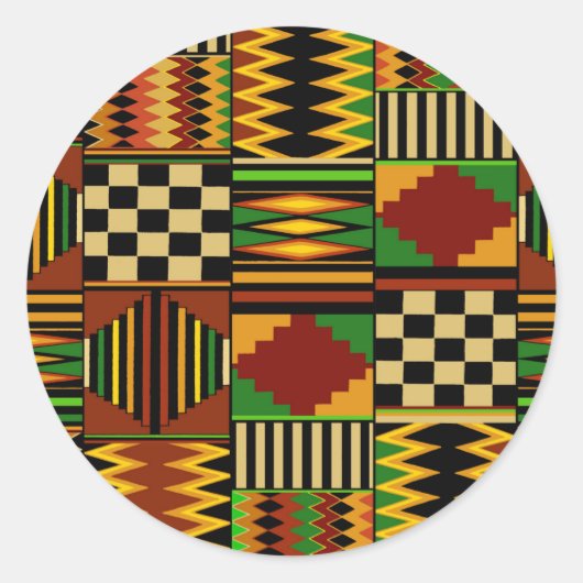 African Royal Kente Cloud Design Runder Aufkleber (Vorderseite)