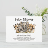 African Safari Animals Baby Shower Einladung (Stehend Vorderseite)