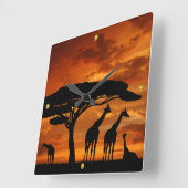 African Safari at Sunset Quadratische Wanduhr (Winkel)