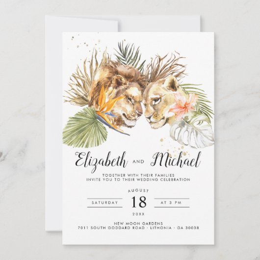 African Safari Boho Botanical Wedding Einladung (Vorderseite)