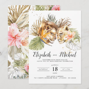 African Safari Boho Botanical Wedding Einladung