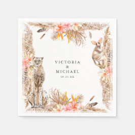 African Safari Boho Floral Monogram Serviette