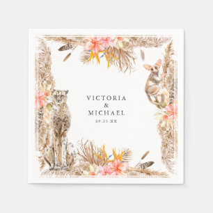 African Safari Boho Floral Monogram Serviette