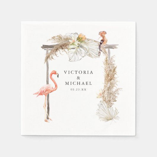 African Safari Boho Floral Monogram Serviette (Vorderseite)