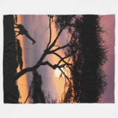 African Safari Colorful Sunrise with Animals Fleecedecke (Vorderseite (Horizontal))
