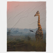African Safari Colorful Sunrise with Animals Fleecedecke (Vorderseite)