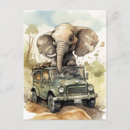 African Safari Elephant Postcard Postkarte