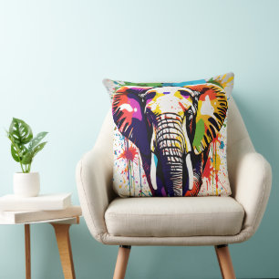 African Safari Elephant Rainbow Design Kissen