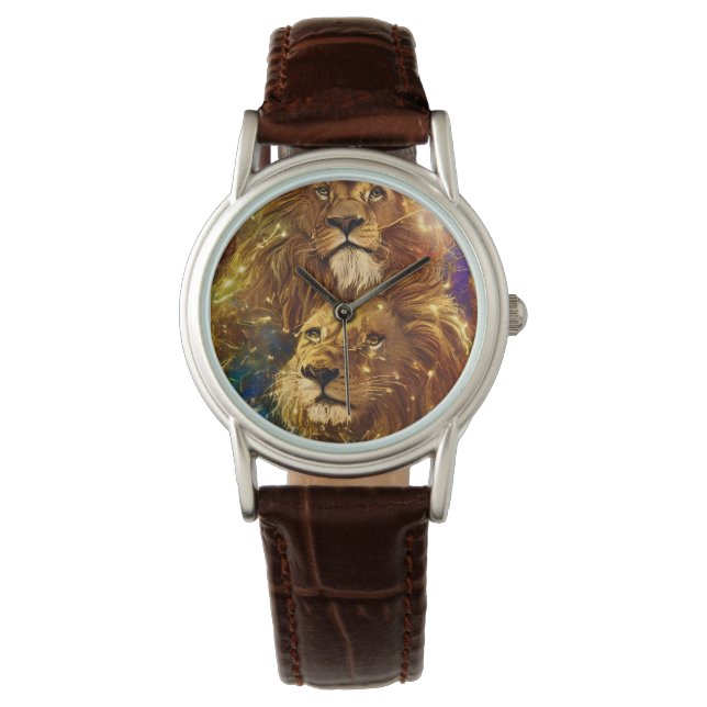 African Safari Fantasy Lions Armbanduhr (Vorderseite)