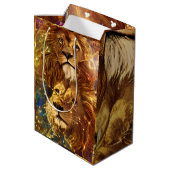 African Safari Fantasy Lions Mittlere Geschenktüte (Rückseite Schrägansicht)
