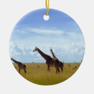 African Safari Giraffe: Kenya National Park Keramik Ornament